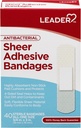 LEADER Sterile Sheer Adhesive Bandages, Latex Free, Bloods with Skin, 帮助预防感染, 为急救和伤员护理提供舒适的保护(3/4"×3, 40 Counter)