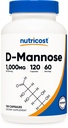 人均营养成本D-Mannose 1000毫克,120 毛盖-每毛盖500毫克,尿道切克健康,非GMO和Gluten Free