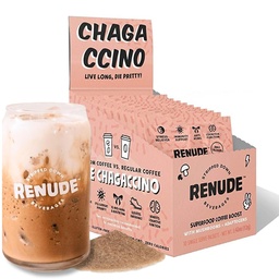Renude Chagaccino - Chaga 蘑菇粉, 蘑菇咖啡 与适应原体,自然能源和免疫支持的混合, Vegan, Keto, Zero Calorie 蘑菇 混合粉 - 10种服务