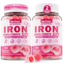 Vegan Iron Supplements for Men & Men - w/Vitamin C Folate B12 Zinc for Adult & Kids, Chewable Gentle Iron for Iron Defency, Energy Boost,非便秘和之后的味道,无糖2包