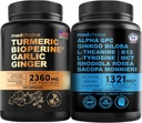 MEDCHOICE Turmeric & Ginger(120ct)和Nootropic Brain(60ct) 补充包 - 联合、文摘、大脑和Mood支持 - Vegan、Non-GMO、Gluten-Free