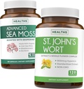 Sea Moss & St. John's Wort (2-Month Supplement) Mood Moss Blend - 有机爱尔兰海 Moss - Raw Vegan 补编 (120 Caps) & St John Wort with Powerful 900mcg Hypericin Vegan Non-GMO (120 Capsules) (英语).