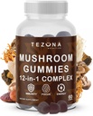 蘑菇Gummys 2 Pack, 12 in-1 Complex Supplement 3000mg - Lions Mane, Turkey Tail, Reishi, Cordyceps, Mushrooms 提取 - 记忆和焦点的诺诺氏大脑补编, 布尔豁免和能源