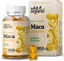 野生和有机马卡根1800mg - 黄、红、黑马卡粉 全面支持和木质支持-秘鲁男女补编-60 Vegan,Non-GMO Gummys