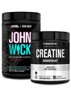 Jacked Factory X John Wick - Wick Mode Pre Workout Powder (Baba Yaga Blue Raz, 40 services) & 克里阿汀单水合物粉(未受欢迎,30 services)