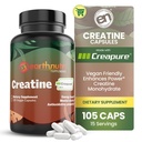 EarthNutri Creatine 单水合物 Capsules - 为更好的吸收而微型化 - 支持肌肉强力、强力和复苏 - 105 Capsules (每架500毫克,7 Capsules)