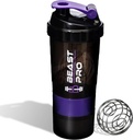 Beast Pro Shaker Bottle for Protein Shakes and Pre workouts Protein & Pill 存储宾 16 Ounce 16 塑料摇摆瓶 → Leak Proof → BPA Free (紫色)