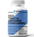 Ashwagandha 10000mg Tongkat Ali 400000mg 配有多维塔明 D3 K2的补编 - 男子健康与压力,摩德,能源,耐力支持 - Ashwagandha Capsules Tongkat Ali for Men USA - 60计数