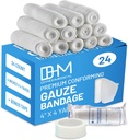 D&H 24 Gauze Bandage卷4英寸x4 Yards的医用包 - 医用Gauze包装用于伤病护理 - 方便使用Cotton Gauze卷用于手包装穿戴Ankles和膝盖