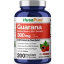 NusaPure Guarana 摘录 20:1 摘录,每瓶Vegie Caps 200 Count(非GMO, Vegan)300毫克至6,000毫克