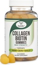 Collagen Gummys for Women Supports Aging(马克斯力量-用Biotin、维生素C、锌和维生素E(男女寿命)增强) 60发、皮肤和直钉维生素(非GMO),由双木制作