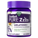 ZzzQuil Pure Zzzs Melatonin Gummys,睡眠援助,Melatonin 2 mg, 配有 Chamomile & Lavender, Melatonin 睡眠Gummys, 成人睡眠援助, 野莓香草火焰, 48 睡眠Gummys
