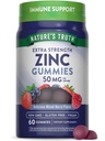 Nature's Truth Zinc Gummys for addors | 50 mg | 60 Count | Vegan, Non-GMO & Gluten Free Extra strong Supplement | 混合贝里火焰