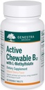 Genestra Brands Active Chewable B12 配有 L-Methylfolate → Chewable Vitamin B12 和 Folate 补充 → 60 Chewblets 天然樱桃火焰