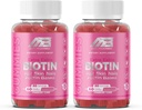 MB 1 Biotin Gummys-Highpotency-Health hair,皮肤和钉子加固,维生素B7, (1000 Mcg) Non-GMO, Pectin Plant Based, for Kids and Adult, 草莓天然火焰2 Pack