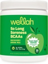 Wellah So Long Soreness BCAA 粉末(绿色苹果火焰) 30 服务 - 与水力复合器