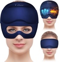 Migraine Relief Cap with Gel Eye Mask, Headche Relief Cap Ice Head 包装热冷疗法帽子,Migraine Cap Gel Cap for Headche Puffy Eyes Sinus 和紧张压力缓解(蓝色)