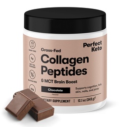 完美 Keto Collagen Pepteides 蛋白粉与MCT Oil,Hydrlyzed Collagen, 类型 I & III 补充, Gluten Free, Grass Fed, Low Carb, Keto Coffee Creamer, 女性和男性的Collagen,巧克力