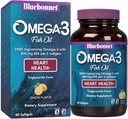 Bluebonnet 营养 Omega-3 心脏配方 自然野生捕捉 Triglyceride 表格 DHA 600 mg EPA 800 mg - 高度集中的心脏健康支持补充 - Gluten-Free - 60 Softgel