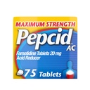 Pepcid AC 最大强度心脏灼伤救治药片,OTC 药物 预防并释放因酸性消化而导致的心脏灼伤,20mg Famotidine酸还原剂,快速作用,75Ct