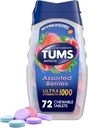 TUMS 超强化学酸性药片,用于心脏灼伤和酸性消化救济,各种贝里-72个