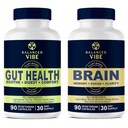平衡的维贝脑+GUT健康轴 QQ记忆+Focus QQGUT健康补编 QQ基于植物的支持 记忆,焦点和GUT炎症反应 QQ 90个封顶