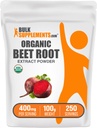 Bulk Assupports.com 有机甜菜根提取粉末 - 甜菜根粉末 Nitric Oxide 补充剂 - Vegan & Gluten Free,每服400mg, 100g (3.5 oz) (Pack of 1)