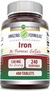 铁作为氟磺酸盐的惊人公式 补充 | 65 Mg | Tablets | Non-GMO | Gluten Free | | 美国制造(480个计数)