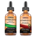 SBR 营养 D3+K2 和 B12 捆绑维生素 D3K2 (MK7) 液体滴,辣椒薄荷 1oz → 维生素 B-12 3,000mcg 液体滴, 成人和孩子 2oz → → | 非GMO, Gluten Free