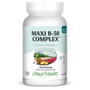 Maxi健康维生素B 复合体 – 高概率B 复合体 维生素B-50与B1,B2,B3,B6,B12,Biotin & Folate – 支持细胞能量和精神清晰度 – Kosher – 100 Capsules