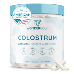WONDERCOW Colostrum Capsules Gut Health, Imune Support & Wellness 补充品 天然IgG 纯全Bovine Colostrum 超级食品, 不受欢迎,30种服务