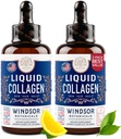 WINDSOR BOTANICALS 男女液体凝胶 - 头发,皮肤,钉状维生素 - 柠檬Flavor Colagen Peptides 头发生长饮料 - 5,000mcg Biotin,10,000mcg - 美国制造 - 2x2oz
