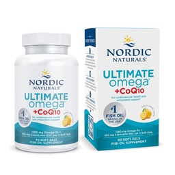 北欧自然体 终极Omega + CoQ10,柠檬 - 60 Soft Gels - 1280 mg Omega-3 + 100 mg CoQ10 - 心脏健康,细胞能量,抗氧化剂支持 - 非GMO - 30 services