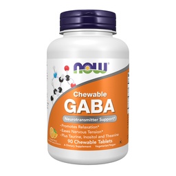 Now Foods Supplements, GABA(伽玛-氨基丁酸),神经递质支持*,橙色Flavor, 90 Chewables