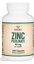 锌 Picolinate 50mg, 300 Capsules( 免疫支持) 非 GMO, Gluten Free( 300 Day Supplication) 由双木辅料制作
