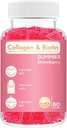 Collagen Biotin Gummys - 支持毛发,皮肤和钉状毛发生长抗衰老护理 美味的Gummy Vitamins, Vegan, Non-GMO, Gluten Free, Gelatin草莓 Flawvor 60 Count, Pink