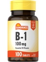 Sundance维生素B-1 | 100mg | 100平方块 | 基本维生素补充 | 蔬菜,非GMO和Gluten自由公式