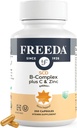 FREEDA 配有维生素C & Zinc的完整B 复合体 – SCD 法定维生素B 复合体(B1,B2,B3,B6,B12) – 250 Vegetarian Capsules,适合所有人包括 SCD 饮食跟踪者,每日健康支持