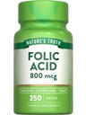 自然界的真菌酸 | 800 mcg | 250 平板电脑 | Vegan, Non-GMO & Gluten Free Supplement