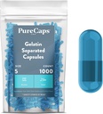 纯Caps USA - 空的 Gelatin Capsules 大小 5| 1000 分离药丸 | Blue| 非GMO认证 | SLS, Gluten, 防腐自由