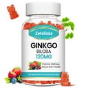 Ginkgo Biloba Gummies for Women and Menix, Brain 补充大脑 改善摩擦和焦点,Vegan 混合莓花60 Counter