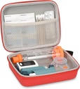 Asthma Inhaler和附着物的硬旅行箱,配有Mesh Pocket for Medicine, Red