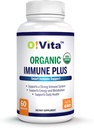 有机Imune Plus,7-in-1 USDA认证有机豁免助推器,有300mg的长老莓,Oregano叶粉,莫林加叶粉(60个非GMO,草药片)