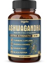 Ashwagandha Capsule - 大强力 - 5in1 混合生姜,Turmeric,Rhodiola Rosea & Black Pepper - 90 Capsules for 3个月 - 强力,精神和免疫支持