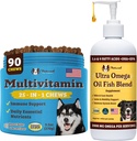 多维塔明 Chews和Ultra Omega油用于活狗 - 营养-Rich Dog 治疗Omega-3和基本维生素,支持所有育种的认知健康和总体生命力