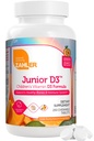 Zahler Junior D3 维生素 1000 IU - 为孩子购买维他命D3 支持骨骼,牙齿和免疫健康 - Kosher Kids Orange Flavor - 250 Counter.