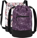 [2-Pack] Flex Cinch Drawstring Gym Bag for Women 配有图形设计 持久轻量级 Gym Cinch Bags 配有 Gym Bag,旅行和过夜