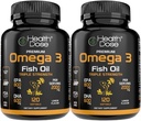 健康剂量 Omega 3 鱼油 – 柠檬味软胶 配有EPA & DHA 用于大脑,心脏,以及健康支持 – 易向潜水,无鱼桶 – 120 软胶,包2