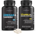 Livingood Daily Business Bundle - Omega 3-6-7-9 Plus Turmeric Paired 配有维生素D3 K2, 镁, Probiotic Blend and More 的强力补充剂