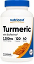 含生物丙烯和95%的Curcuminoids的营养性曲霉素,2300mg,120 capsules,Veggie Capsules,767mg Per Cap,40 services,Gluten Free,非GMO